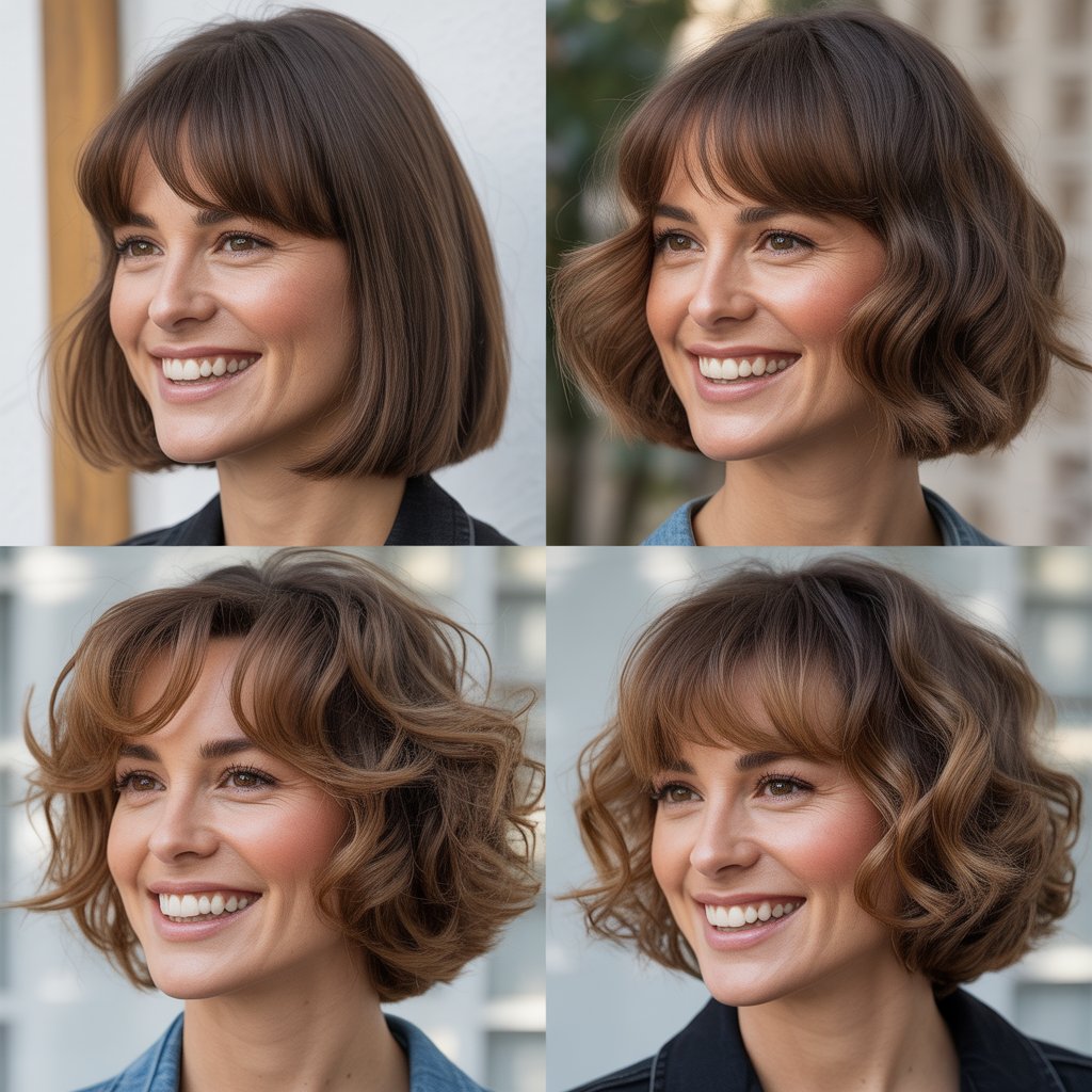 Voluminous Bob with Long Side Bangs
