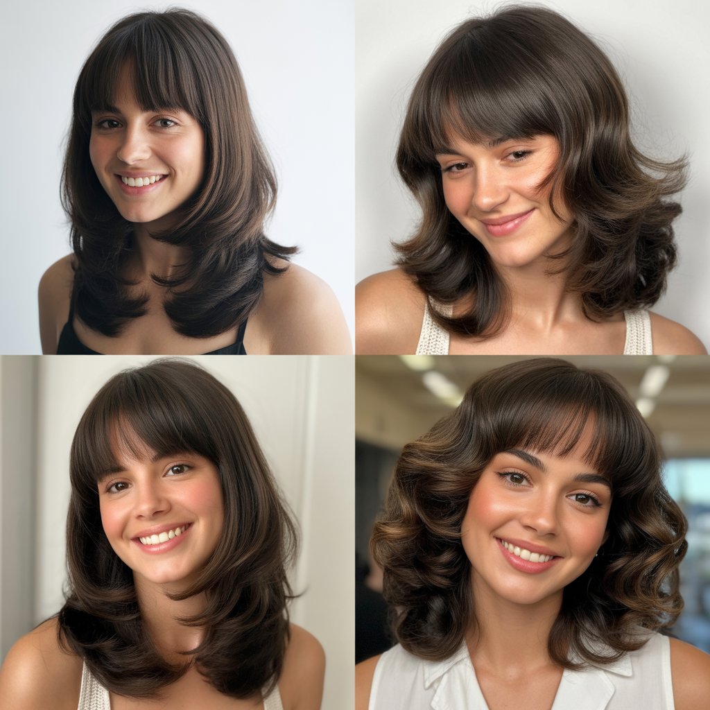 Sleek Layers with Straight-Across Bangs