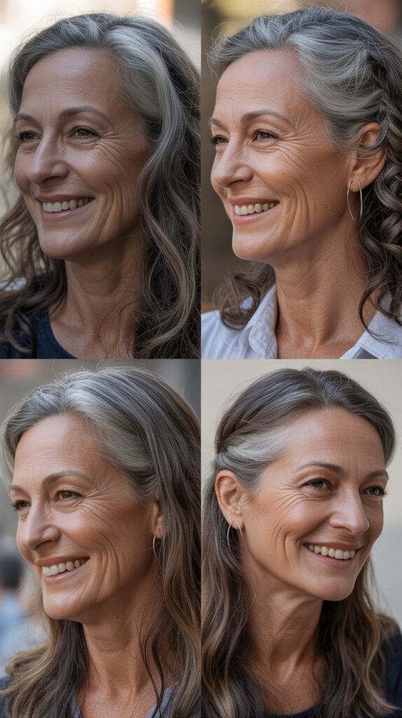 36 Youthful Sassy Long Hairstyles for Older Women That Still Feel Fresh 12 Long Hair with Deep Side Part