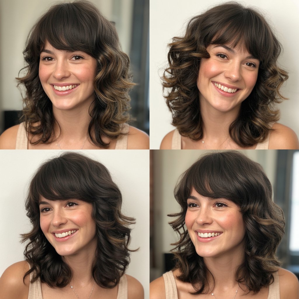 Wavy Layers with Blunt Bangs