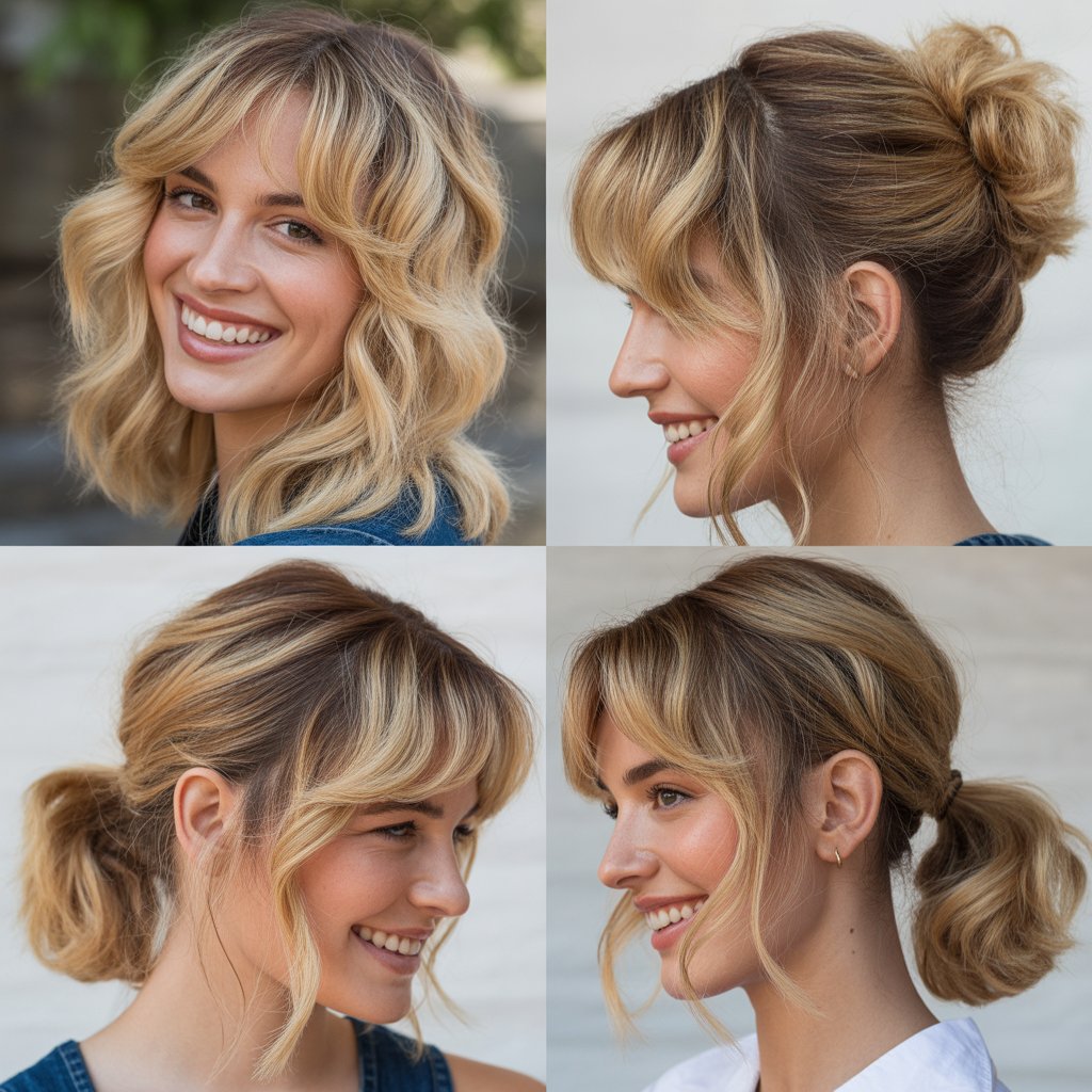 Sun-Kissed Blonde with Tousled Layers and Side Bangs