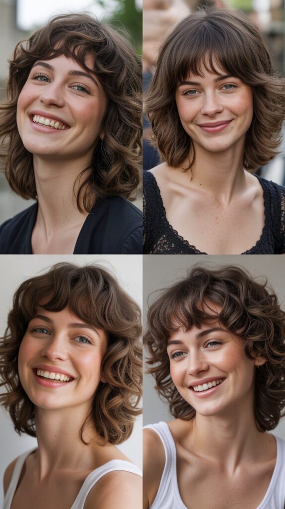 25 Stylish Mid-Length Hairstyles with Layers and Bangs That Look Expensive 6 Layered Shag with Micro Bangs