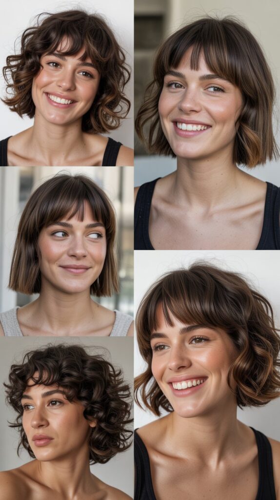  Graduated Lob with Choppy Bangs and Textured Ends