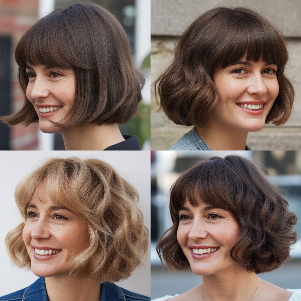 Layered Bob with Bottleneck Bangs