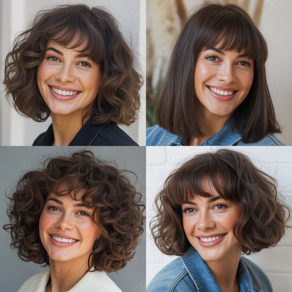Face-Framing Layers with Curtain Bangs