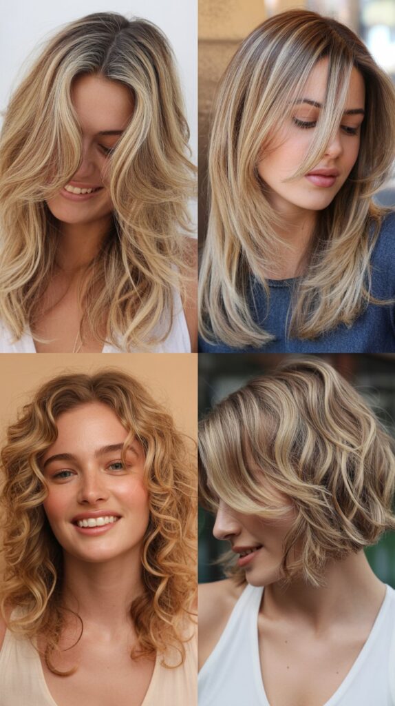 Layered Hair with Blonde Highlights