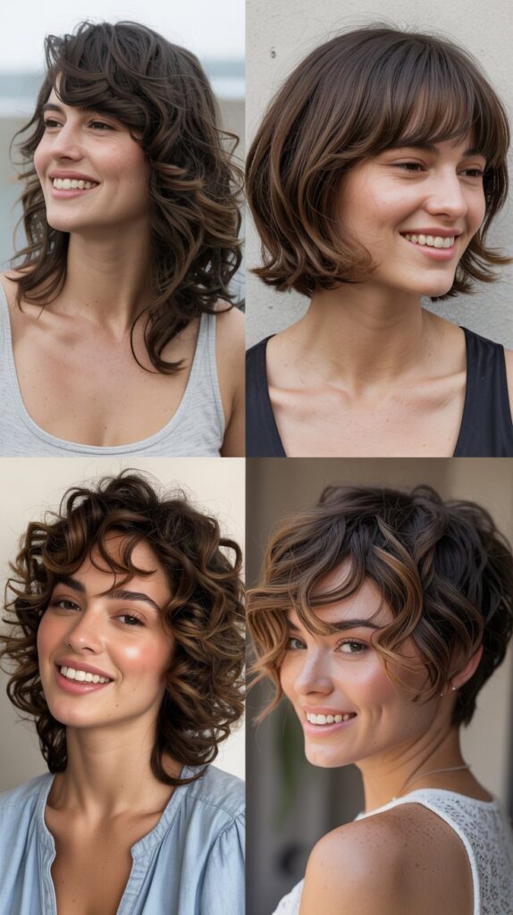 50 Long Layered Haircuts to Try—Front & Back Views 25 Layered with Side Bangs