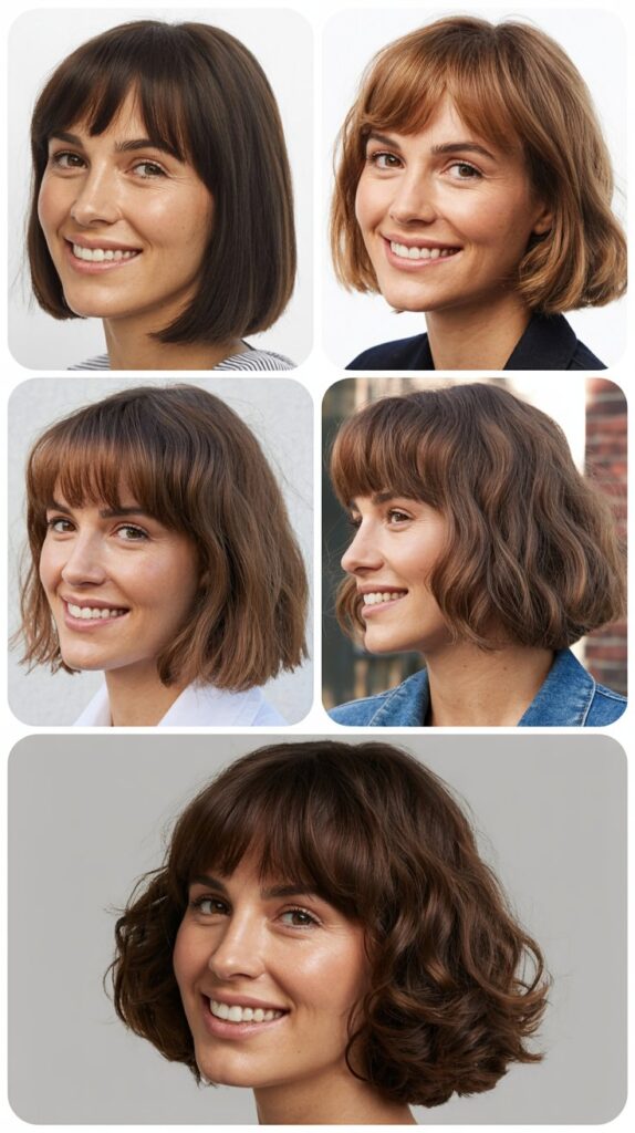 Shoulder-Length Bob with Baby Fringe