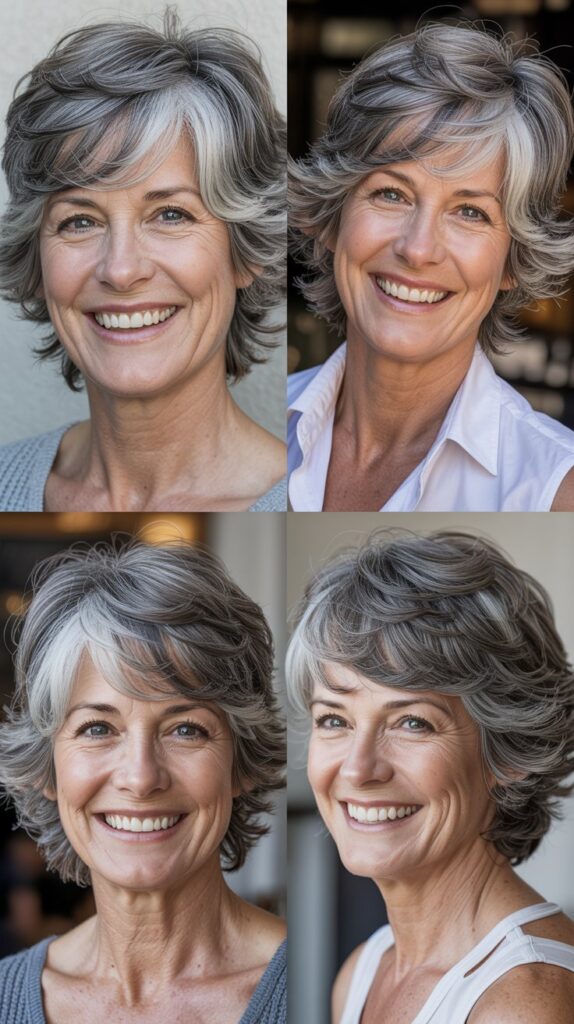 26 Perfect Hairstyles for Women Over 60 with Fine Medium Hair for Maximum Lift 2 Textured Shag with Face-Framing Layers
