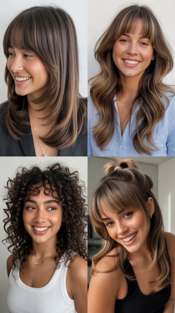 Long Layers with Baby Curtain Bangs