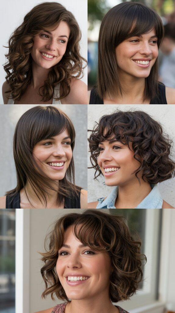 Face-Framing Layers with Side-Swept Bangs