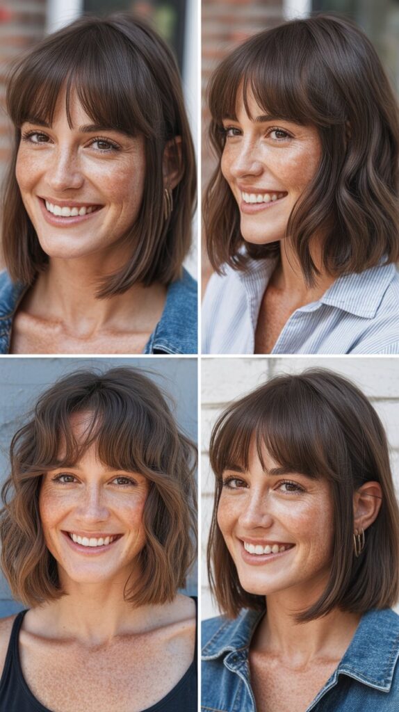  Long Bob with Curtain Bangs