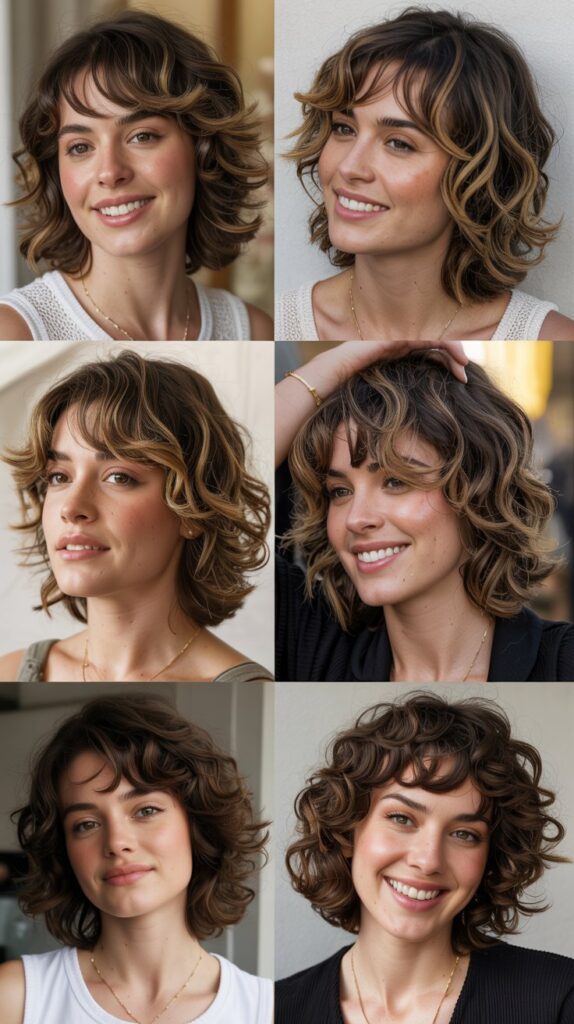  Wavy Shag with Side-Swept Bangs