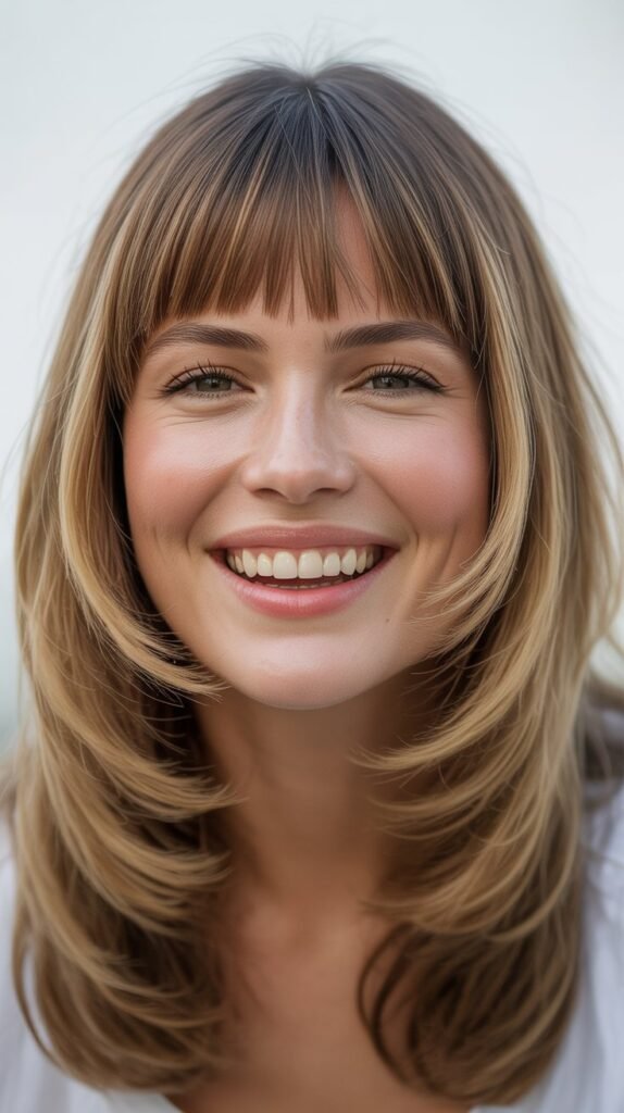 Internal Layers With Straight-Across Bangs