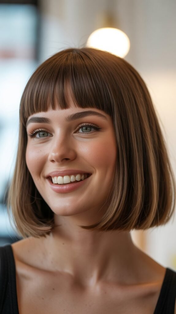 Blunt Lob with Bangs