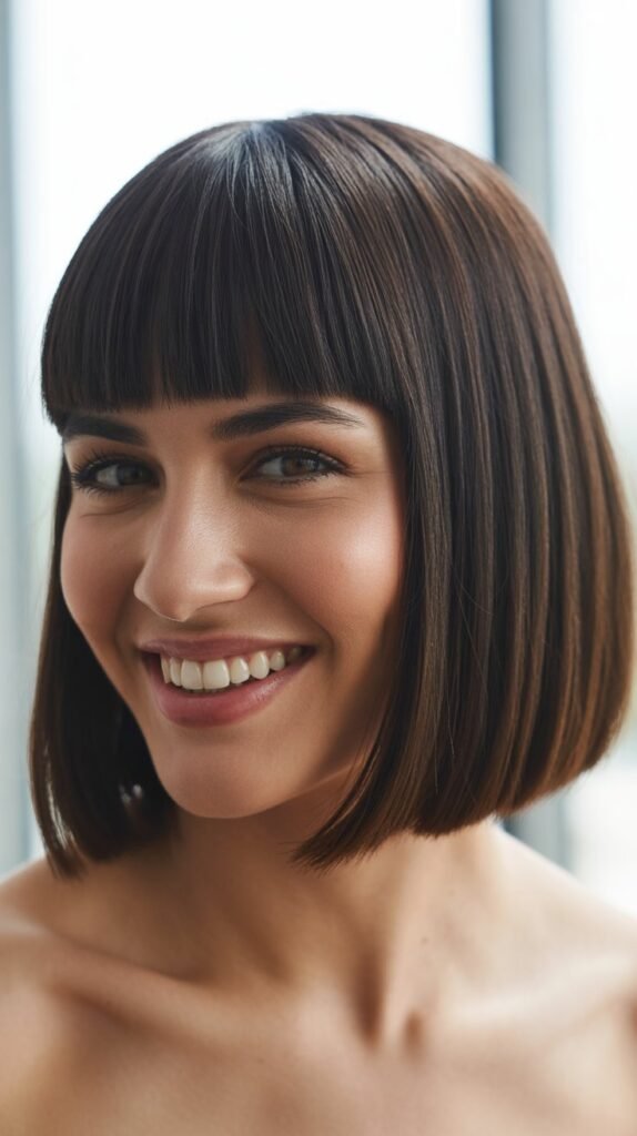 Blunt Midi with Straight Across Fringe