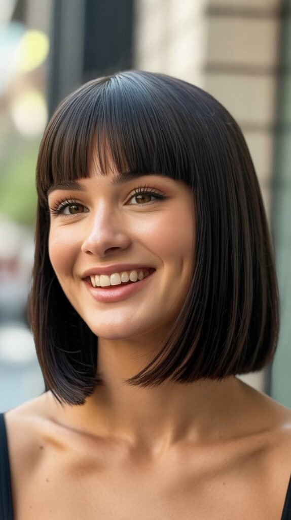 Blunt Midi with Straight Across Bangs