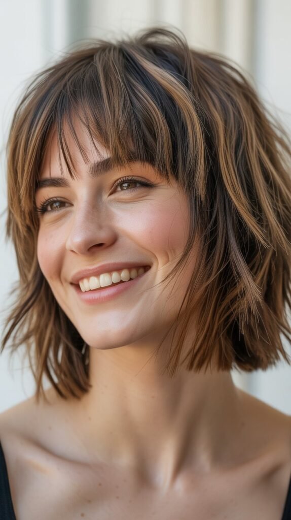 Textured Bob with Choppy Fringe