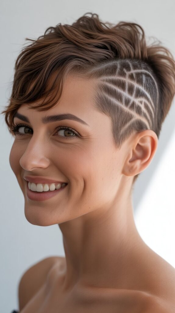 Side-Shaved Pixie with Design