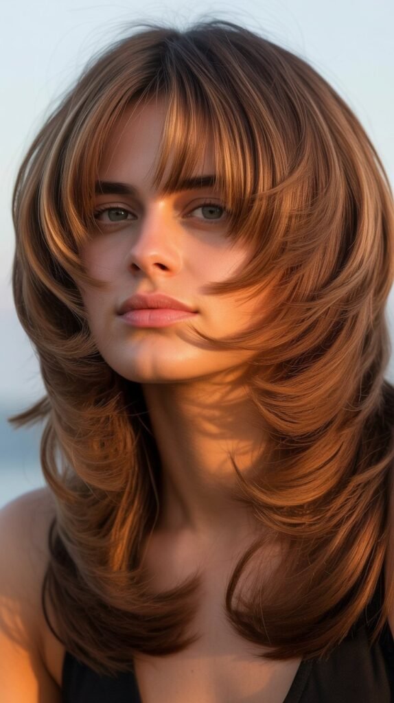 70s-Inspired Shag With Center-Part Bangs