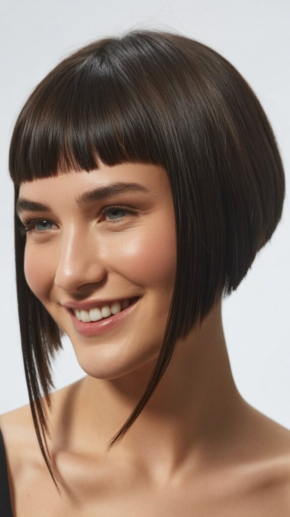 Asymmetrical Bangs with Angled Cut