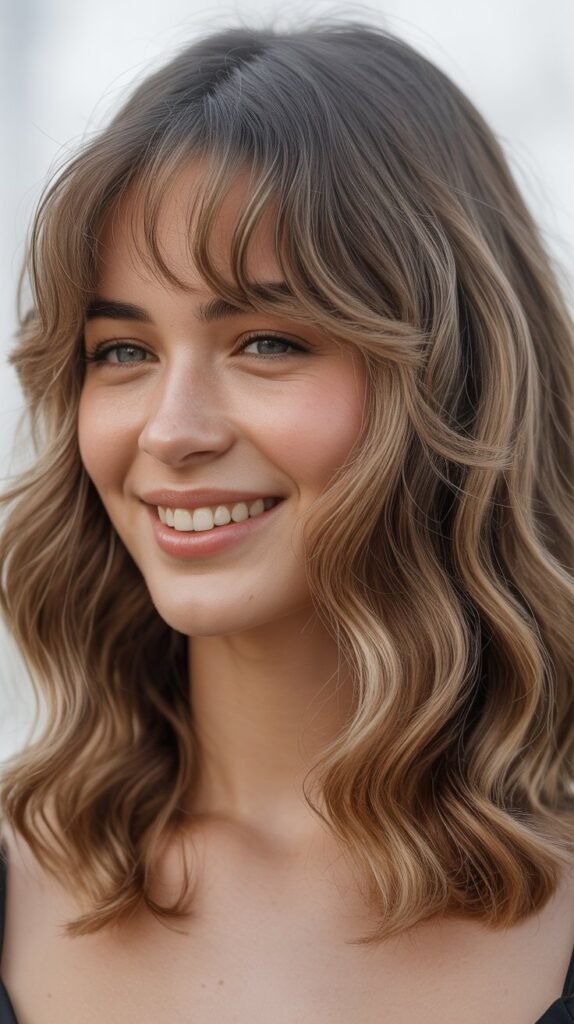 Wavy Medium Cut with Curtain Fringe