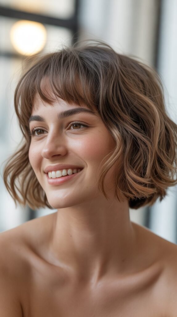 Tousled Bob with Brow-Grazing Bangs