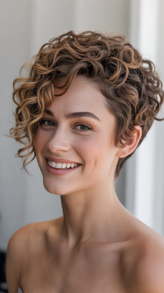 The Asymmetrical Curly Pixie