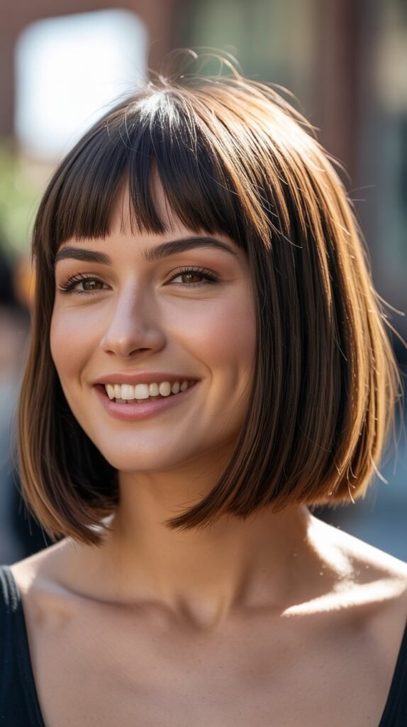 Blunt Lob with Full Fringe