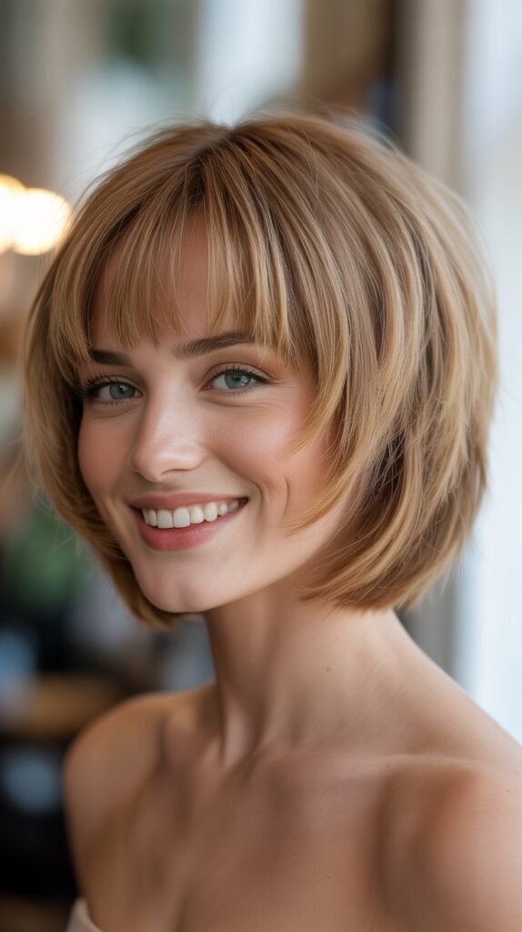 Stacked Bob with Rounded Bangs