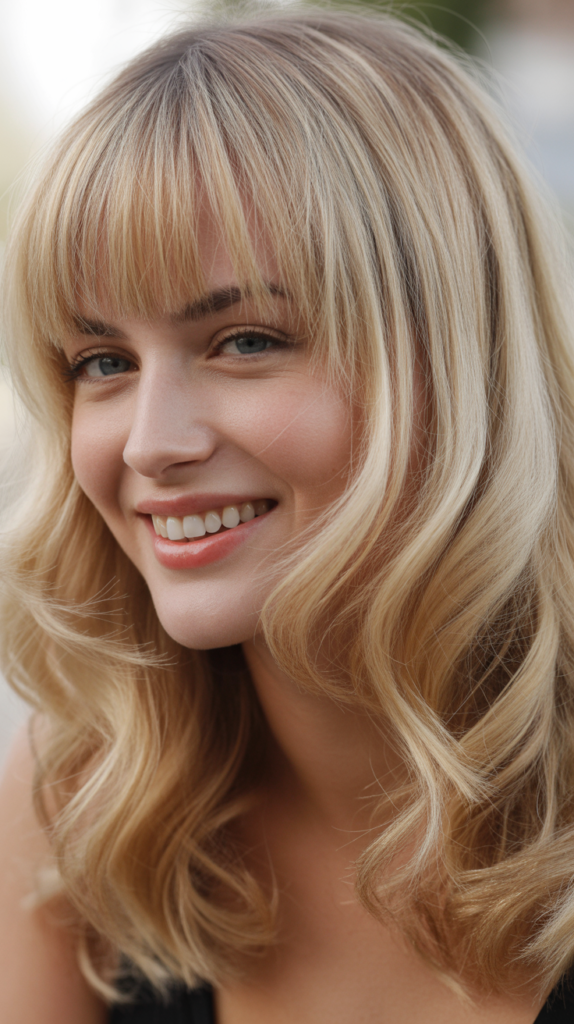 Graduated Fringe with Dimensional Blonde Waves