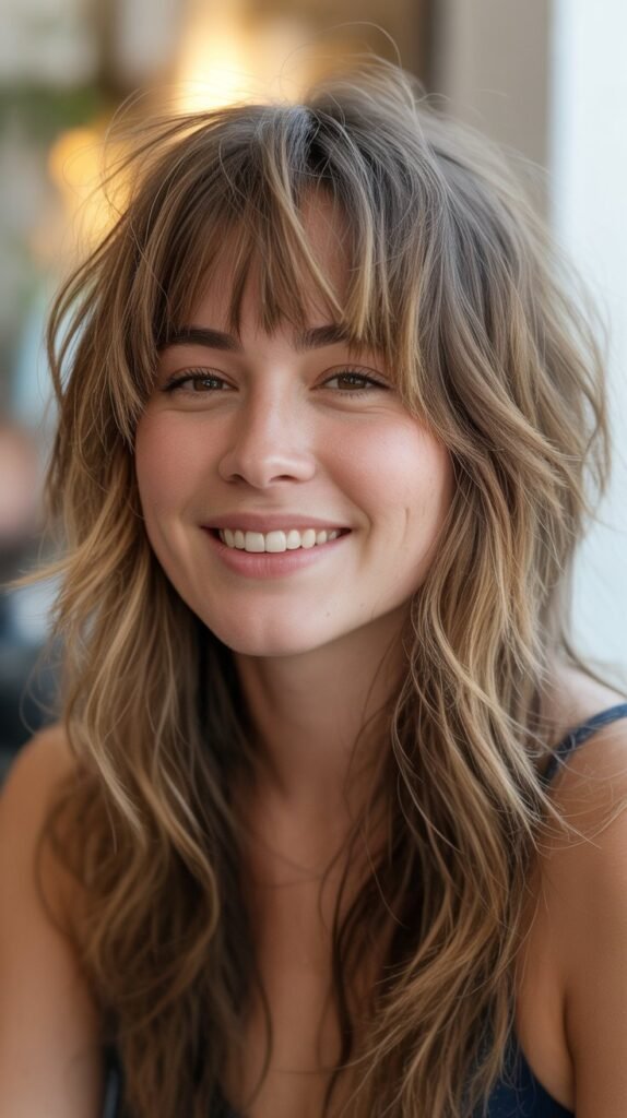  Undone Layers With Textured Bangs