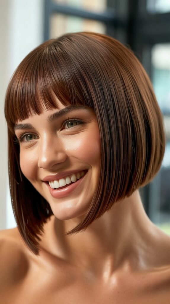 Sleek Inverted Bob with Arched Bangs