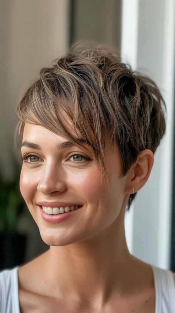 Shaggy Pixie with Side Part