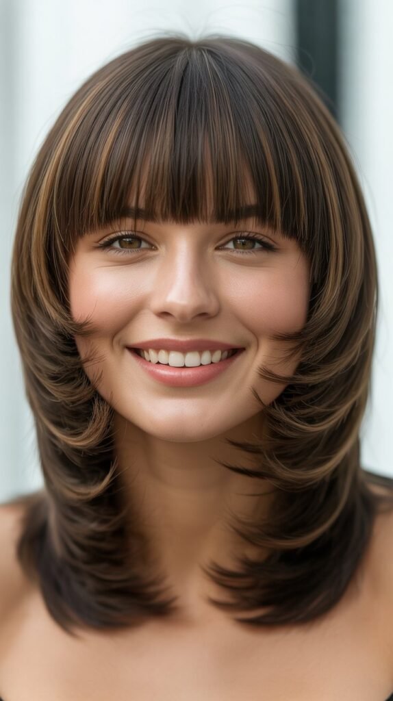 Stacked Layers With Heavy Bangs