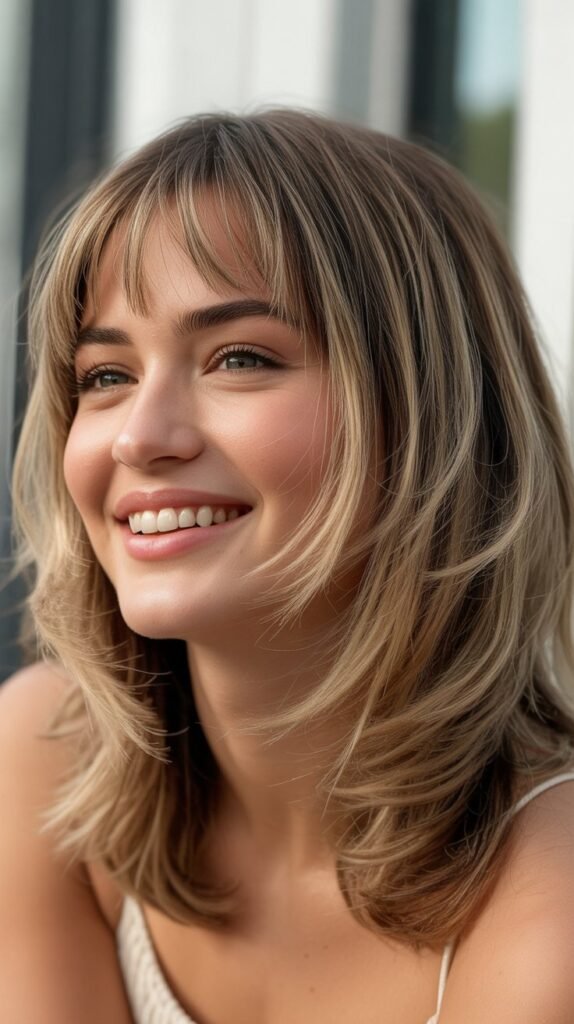 Choppy Medium Cut with Curtain Bangs