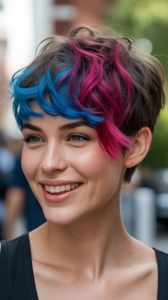 Shaggy Pixie with Colored Tips
