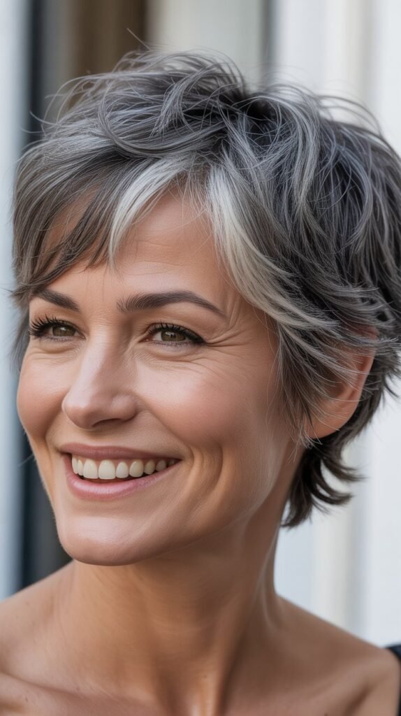 Natural Gray Shaggy Pixie