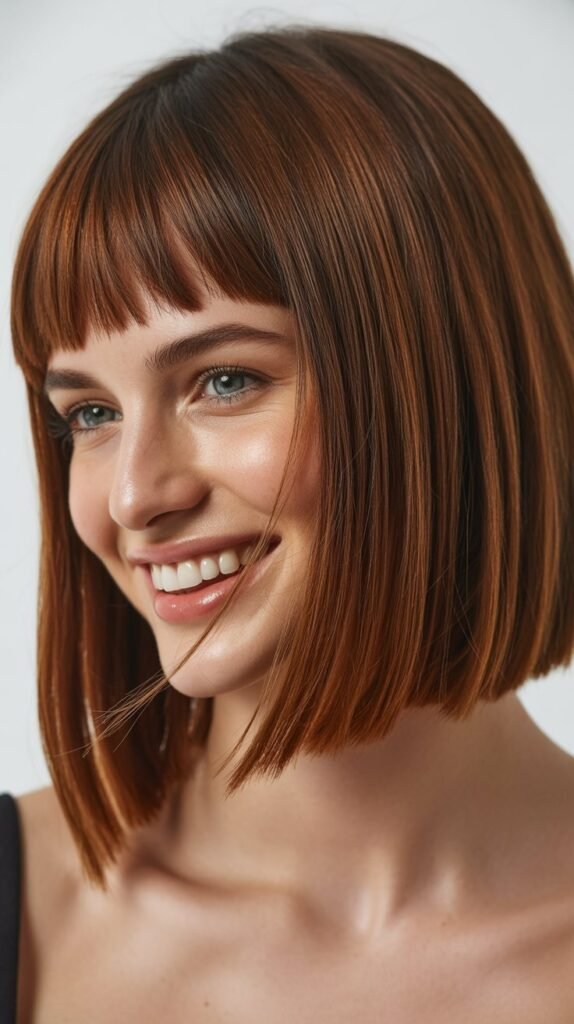 Graduated Lob with Angled Bangs