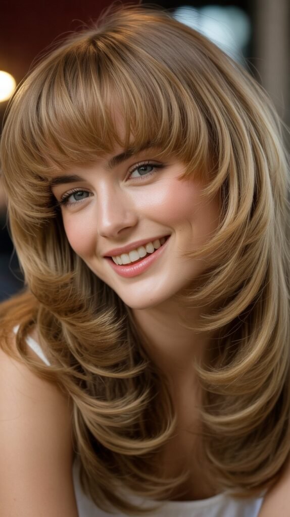  Voluminous Layers With Thick Bangs