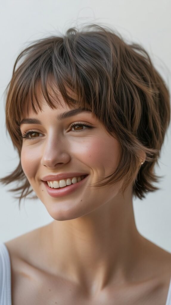 Shaggy Pixie with Curtain Bangs