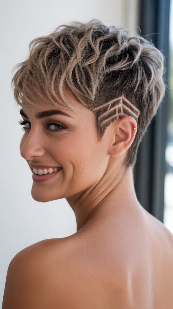 Shaggy Pixie with Nape Undercut Design