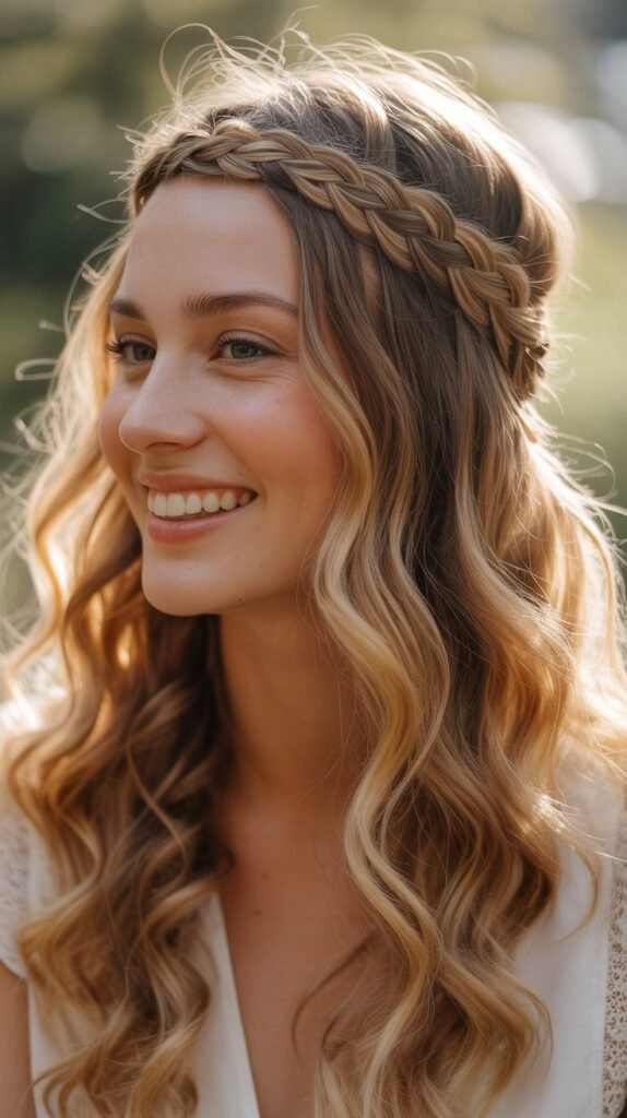 Braided Headband with Loose Waves