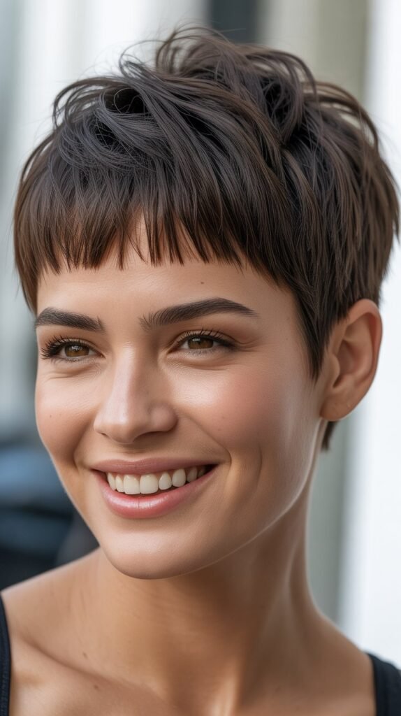 Shaggy Pixie with Micro Bangs