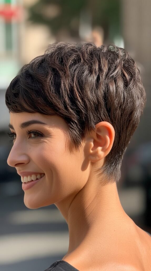 Shaggy Pixie with Tapered Neckline