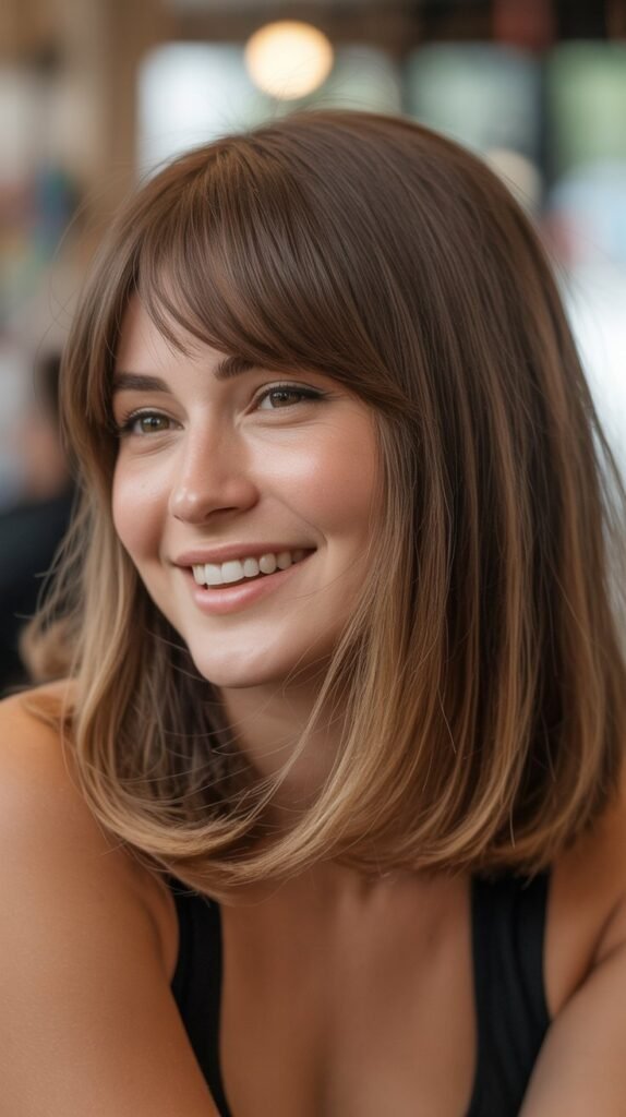 Medium Lob with Curtain Bangs