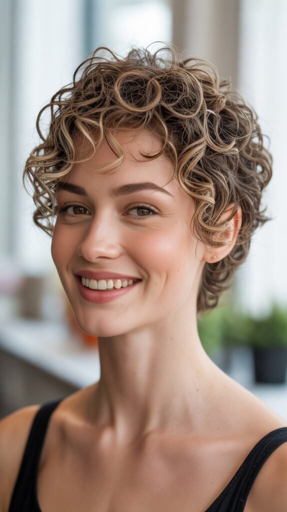 Curly Pixie for Fine Hair
