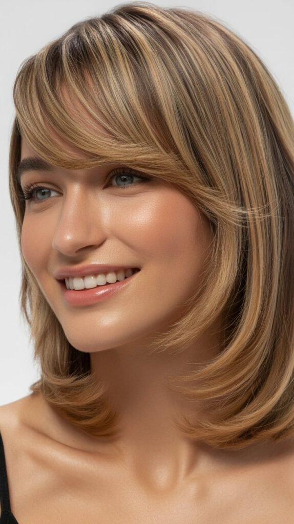 Shoulder-Length Cut with Swoopy Bangs