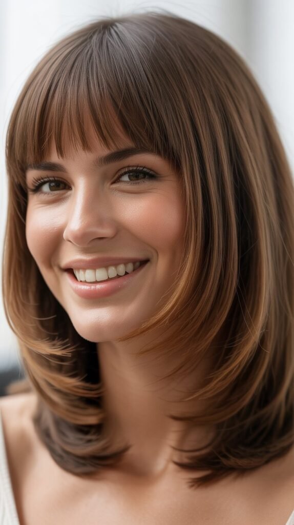 Medium Layers with Blunt Fringe