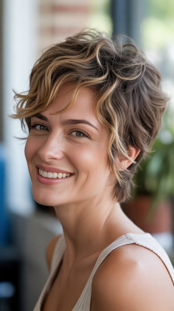 Tousled Shaggy Pixie with Long Crown